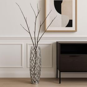 40" Aluminum Silver Twigs Cylinder Floor Vase