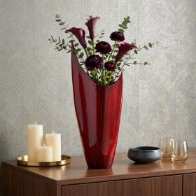 18" Red Aluminum Contemporary Pointed Table Vase