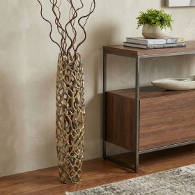40" Aluminum Gold Twigs Cylinder Floor Vase