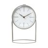 Gray Metal Circular Desk Table Clock Equipped With A Quartz Movement