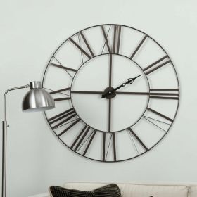 50" Circle Black Metal Skeleton Wall Clock