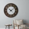 57" Round Industrial Brown Wall Clock