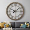 32" Circle Brown Metal Skeleton Wall Clock