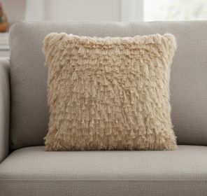 Soft Beige Shag Accent Pillow