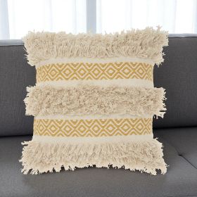Mustard Diamond Patterned Throw Pillow