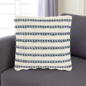 18" Navy Cotton Blend Throw Pillow