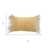 Wide Tasseled Marble Yellow Lumbar Pillow