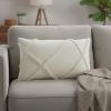 White Abstract  Shaggy Detail Lumbar Pillow