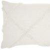 White Abstract  Shaggy Detail Lumbar Pillow