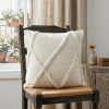 Boho Chic White Textured Lines Throw Pillow