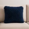 Fluffy Navy Shag Accent Throw Pillow