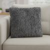 Square Charcoal Shag Throw Pillow