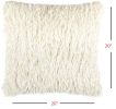 Square Ivory Shag Throw Pillow
