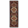 6' Blue Red Machine Woven Medallions Indoor Runner Rug