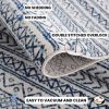 Navy Blue Abstract Power Loom Runner Rug