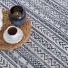 Navy Blue Abstract Power Loom Runner Rug