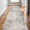 2' X 13' Navy Blue Distressed Striations Runner Rug