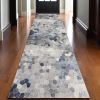 2' X 13' Navy Blue Cobblestone Pattern Runner Rug