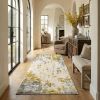 13' Runner Gold Abstract Dhurrie Runner Rug