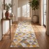 6' Runner Yellow and Ivory Geometric Runner Rug