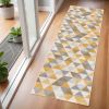 6' Runner Yellow and Ivory Geometric Runner Rug