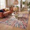 5' X 8' Cream Celestial Burst Abstract Area Rug
