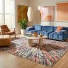 5' X 8' Cream Celestial Burst Abstract Area Rug