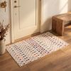 2' X 5' Cream Ikat Area Rug