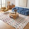 5' X 8' White Modern Geometric Grid Area Rug