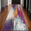 15' Runner Gray and Ivory Abstract Runner Rug
