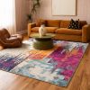 6' X 9' Gray and Purple Abstract Area Rug