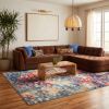 5' X 7' Blue and Gold Abstract Area Rug