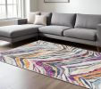 6' X 9' Blue and Gold Abstract Area Rug