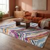 8' X 10' Blue and Gold Abstract Area Rug