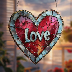 CIFbuy Heart Sun Catcher Acrylic Stained Glass Window Decor Home Gift (TikTok, temu pick-up service)
