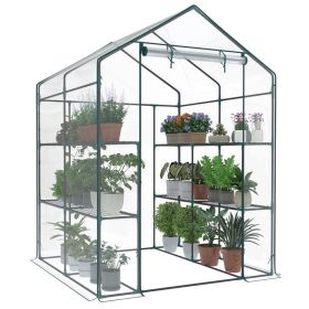 Mini Walk-in Greenhouse Plant Tent with 5/8" Powder-Coated Steel Frame 22Lbs Capacity Shelves, Weather-Resistant for Outdoor Gardening