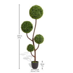 5FT  Artificial Boxwood Topiary Tree, Tall Triple Ball-Shaped Faux Plant Indoor or Outdoor Home and Office Decoration, 1pc/set(Not include the po