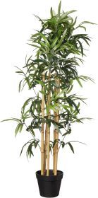 Artificial Bamboo Plant with Plastic Planter Pot, 39.4", Green, Home Office Decor, Floor Plant