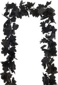 13 FT Black Garland Halloween 2pcs Artificial Black Maple Leaf Garlands Fall Leaves Vines for Autumn Thankgiving Halloween Decoration for Home