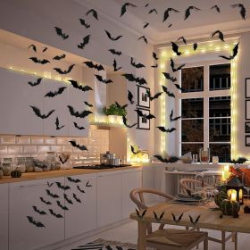 Halloween Party Supplies & Decorations 140Pcs Realistic PVC 3D Black Scary Bat Wall Stickers for Creepy Home & Indoor Decor DIY Wall Decal Bathro