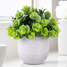 Artificial Plants in Ceramic Planter Cute Lysimachia Fake Succulent Flowers Potted for Home Office Table Desk Decor Living Room Bathroom Bedroom