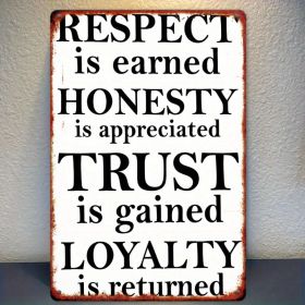 CIFbuy Vintage Inspirational Metal Wall Art Dignity Honesty Trust Loyalty Rustic Wall Decor For Home Garden (TikTok, temu pick-up service)