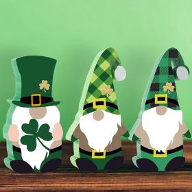 St. Patrick's Day Decorations Gnomes Table Sign - 3pcs Wooden Scandinavian Tomte Shamrock Clover Lucky Table Centerpiece