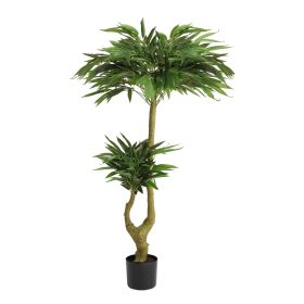 5FT Artificial Willow Tree Tall Fake Potted Plant Faux Green Silk Tree with Black Plastic Pot for Indoor Home Office Living Room Bedroom Decorati