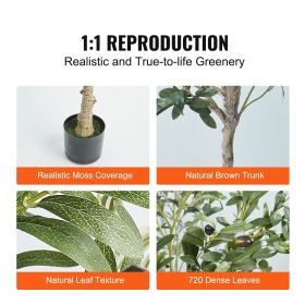 Artificial Olive Tree, 5 FT Tall Faux Plant, Secure PE Material & Anti-Tip Tilt Protection Low-Maintenance Plant