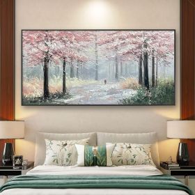 Hand Painted Oil Painting Blooming Colorful Tree On Canvas Abstract Plant Floral oil Painting Tree Landscape Bohemian Style Wall Deco Large Wall (Style: 01, size: 150X220cm)