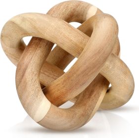 3 Link Wood Knot Rustic Home Décor Accents Hand Carved Coffee Table Decoration, Chain Link Decoration, Modern Shelf (Color: Acacia Wood)